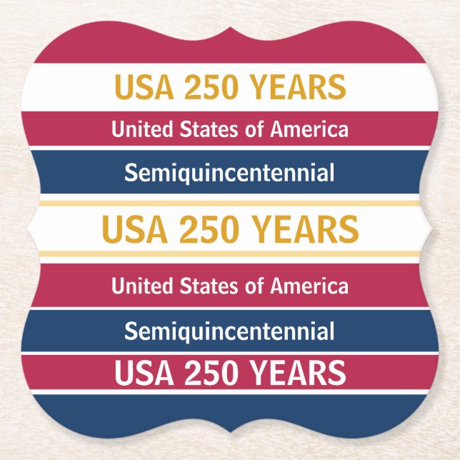 Porta-copo De Papel USA 250 Years Semiquincentennial Patriotic Stripes (Frente)