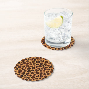 Porta-copo De Papel Vá Selvagem Estampa de Leopardo Dourado Bege Laran