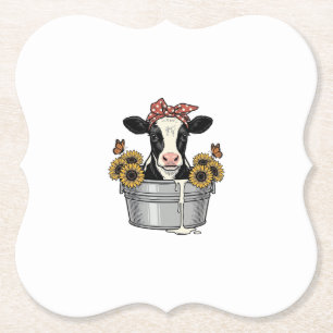 Porta-copo De Papel Vaca Antiga em Tubo Girassol Borboleta Vetor Desi