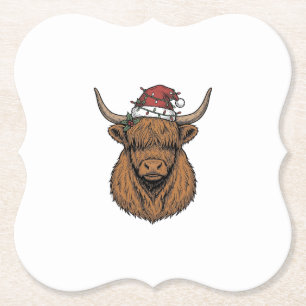 Porta-copo De Papel Vaca das Terras Altas de Natal Gravura Vintage Cha
