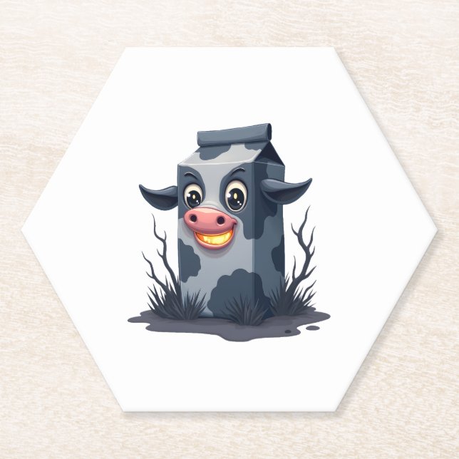 Porta-copo De Papel Vaca de cartão de leite amaldiçoada (Frente)