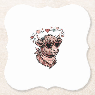 Porta-copo De Papel Vaca do Dia dos Namorados Óculos de Coração Xilogr