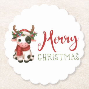 Porta-copo De Papel Vaca doce de Natal feliz