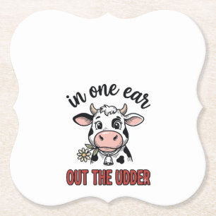 Porta-copo De Papel Vaca Engraçada Com Uma Orelha Para Fora Da Camiset