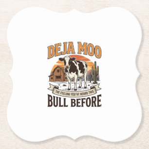 Porta-copo De Papel Vaca engraçada Deja Moo desenho de camisa ocidenta