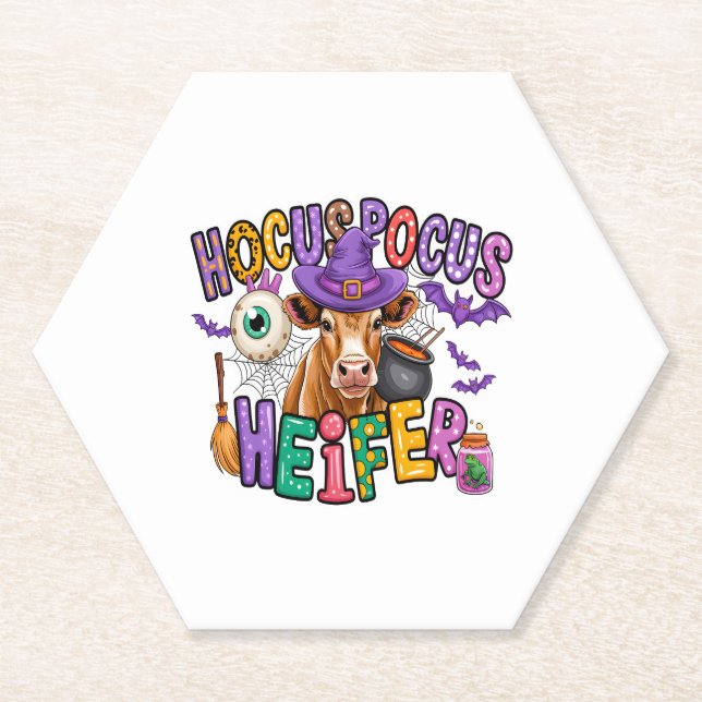 Porta-copo De Papel Vaca Heifer Halloween de Pocus (Frente)