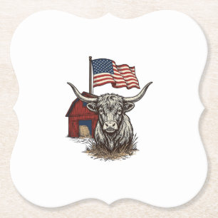 Porta-copo De Papel Vaca Longhorn Patriótica e Design Vetorial de Cele