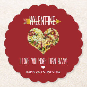 Porta-copo De Papel Valentine, eu te amo mais do que pizza