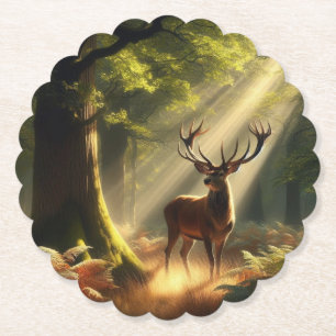 Porta-copo De Papel Veado na floresta matinal