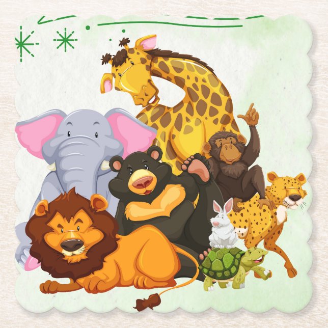 Porta-copo De Papel Venha Juntar-Se À Festa De Animais Safari Pack (Frente)