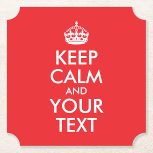 Porta-copo De Papel Vermelho e Branco Manter Calmo e Texto