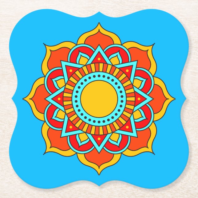 Porta-copo De Papel Vermelhos Geométricos Flor-54567 (Frente)