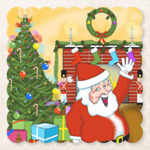Porta-copo De Papel Véspera de Natal com Papais noeis Portas copos de
