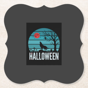 Porta-copo De Papel Vetor da Lua do Cemitério do Lobo de Halloween