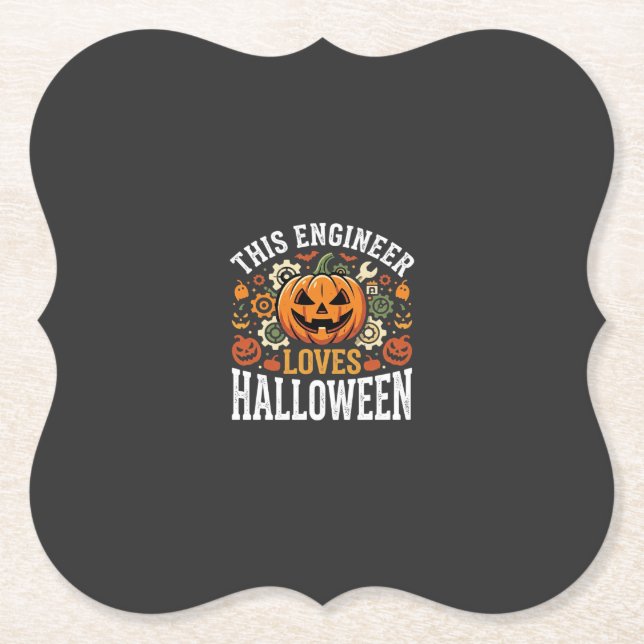 Porta-copo De Papel Vetor de Abóbora de Engenheiro de Halloween (Frente)