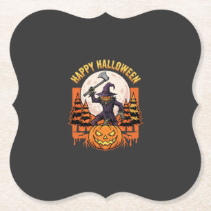 Porta-copo De Papel Vetor de Espantalho de Abóbora de Halloween Feliz