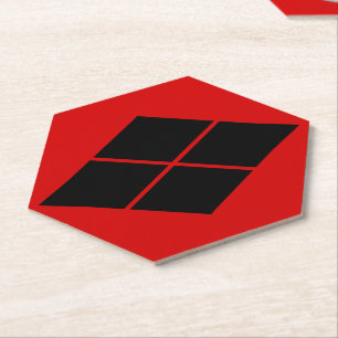 Porta-copo De Papel Vintage Black Red Takeda Japão Mon Kamon Oriental