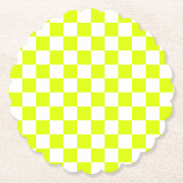 Porta-copo De Papel Vintage da placa de xadrez branco-neon