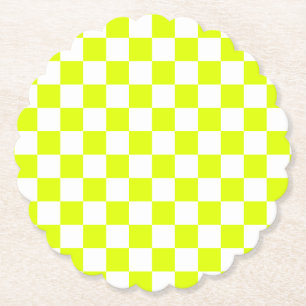 Porta-copo De Papel Vintage da placa de xadrez branco-neon