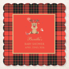 Porta-copo De Papel Vintage Dark Red Baby Shower Paper Coaster