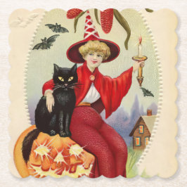 Porta-copo De Papel Vintage Halloween Witness e Black Cat
