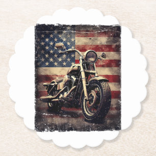 Porta-copo De Papel Vintage Motorcycle USA Flag Retro Biker American