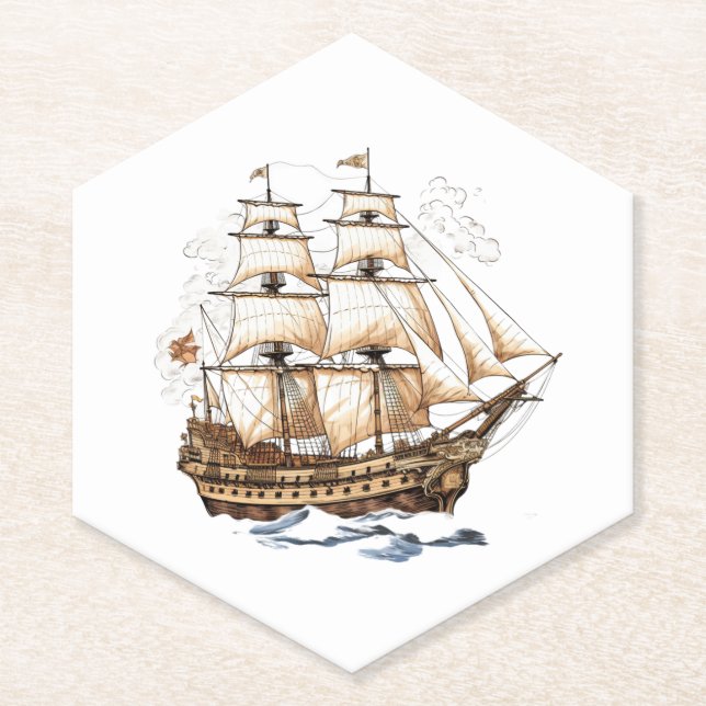 Porta-copo De Papel Vintage Pirate Ship (Frente)