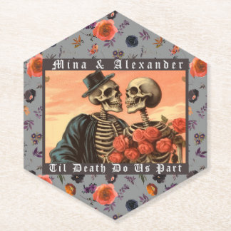 Porta-copo De Papel Vintage Skeleton Gótico Floral Escuro