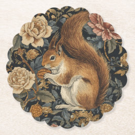 Porta-copo De Papel Vintage Squirrel and Flowers Pattern