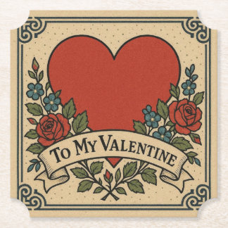 Porta-copo De Papel Vintage To My Valentine Heart