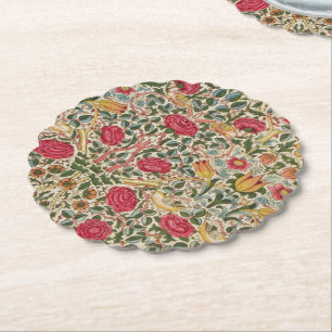 Porta-copo De Papel Vintage William Morris Rosa Pink Yellow Flora
