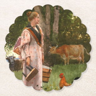 Porta-copo De Papel Vintage Winslow homer The Milk Maid