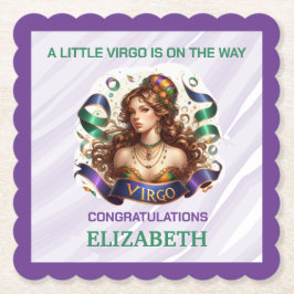 Porta-copo De Papel Virgo Zodiac Baby Shower Lavender and Green