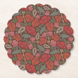 Porta-copo De Papel Vítoro Steampunk Velho Chave de Bloqueio Poppies V