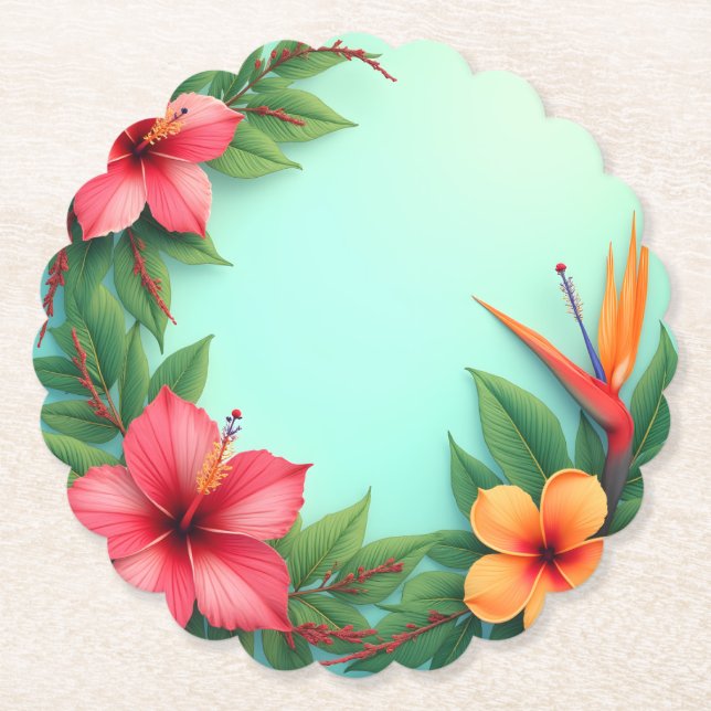 Porta-copo De Papel Viva Delícia Floral Tropical (Frente)