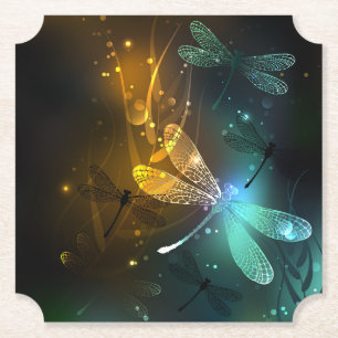 Porta-copo De Papel Voo luminoso verde de libélula