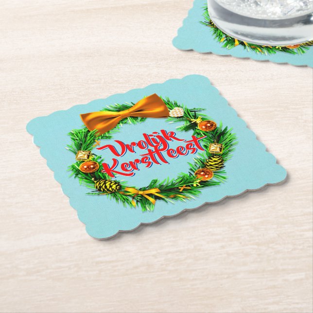 Porta-copo De Papel Vrolijk Kerstfeest Dutch Feliz Natal (Angular)