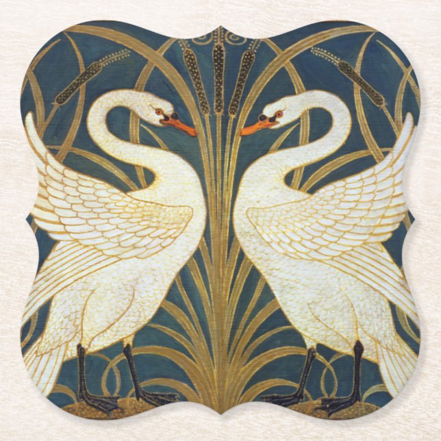Porta-copo De Papel Walter Crane - Swan, Rush E Iris Art Nouveau (Frente)
