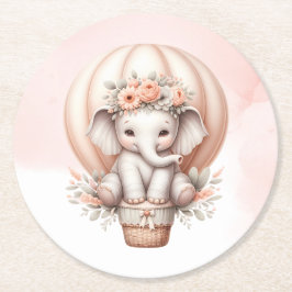 Porta-copo De Papel Watercolor Baby Shower Peach Elephant