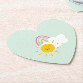 Porta-copo De Papel Watercolor Boho Rainbow e Sun