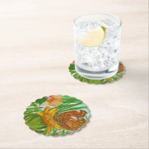 Watercolor Butterfly flower garden