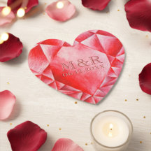 Watercolor Ruby Heart 40º Aniversário de Casamento