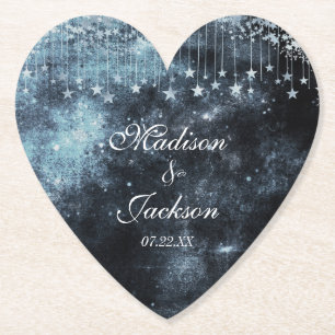 Porta-copo De Papel Watercolor Starry Night Celestial Casamento Monogr