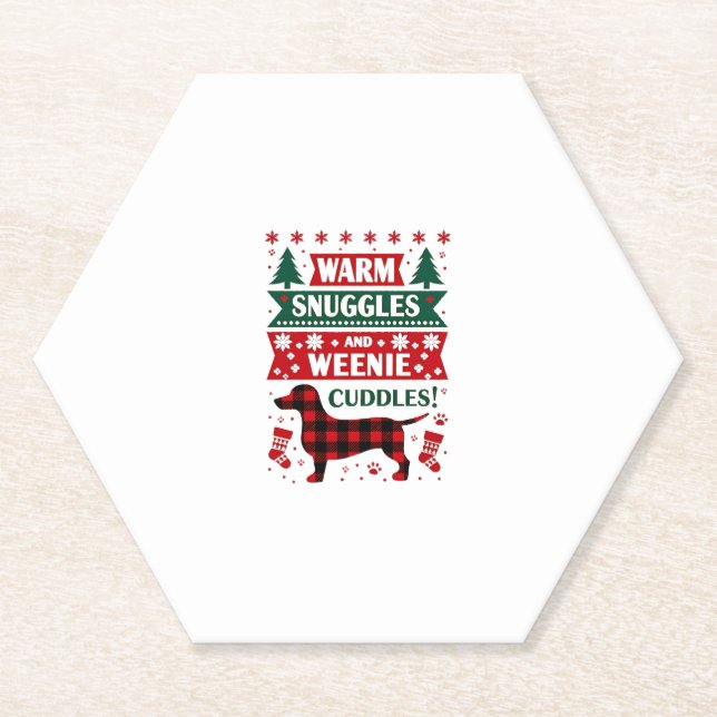 Porta-copo De Papel Weenie Dog Christmas Pajama Shirt Cute Weiner Ugly (Frente)