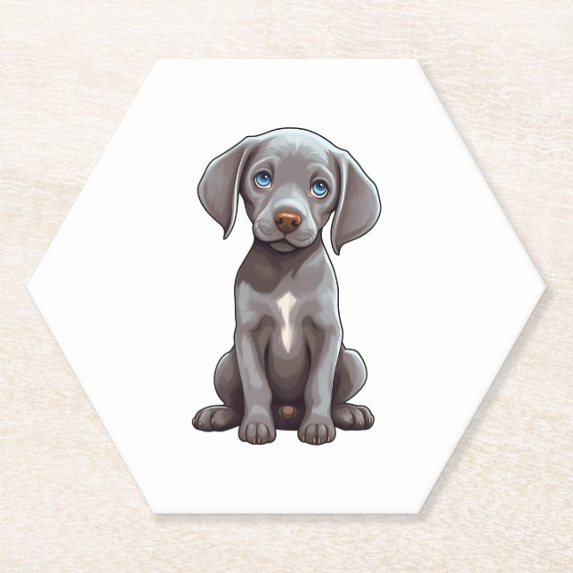 Porta-copo De Papel Weimaraner Puppy Cute Cartoon - Ilustração (Frente)