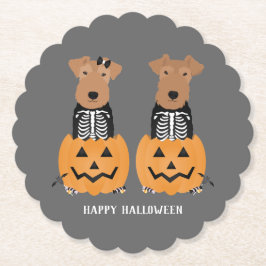 Porta-copo De Papel Welsh Terrier Halloween Skeleton
