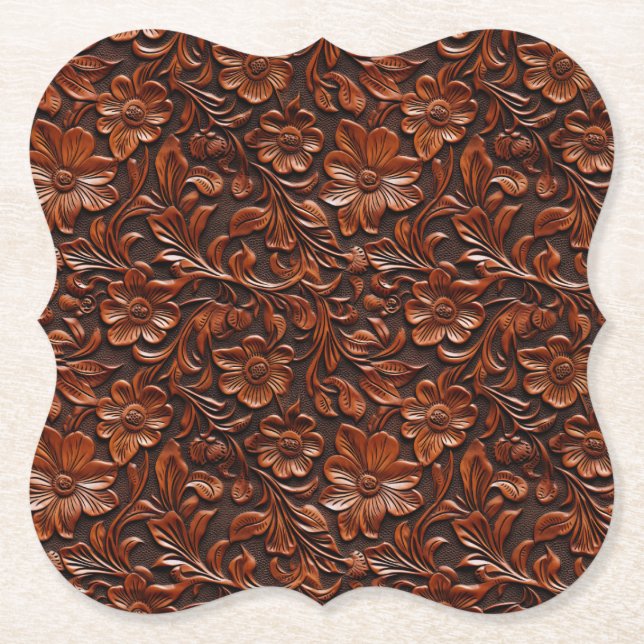 Porta-copo De Papel Western Cowgirl Brown Floral (Frente)