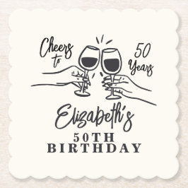 Porta-copo De Papel Whimsical Hand Drawn Cheers to 50 Years Birthday 