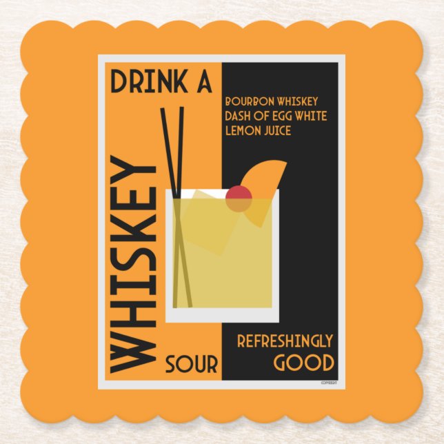 Porta-copo De Papel Whiskey Sour Cocktail Napkin (Frente)