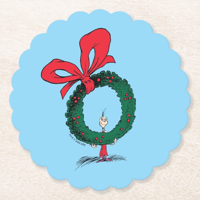 Porta-copo De Papel Who Peeking Through Christmas Wreath (Frente)